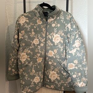 Forever 21 Green and Cream Puffer Jacket